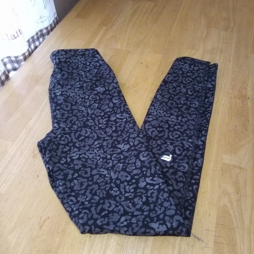 Fabletics Motion365 Womens Workout Leggings Stretch Black / Grey Design Size S